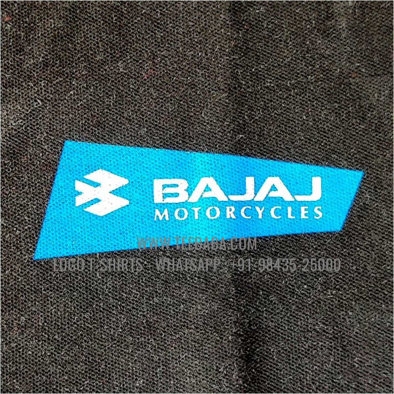 100% Cotton Collar T-Shirt - 220 GSM Thick Pique Fabric - Logo Digital Print - Black - Bajaj Motorcycles