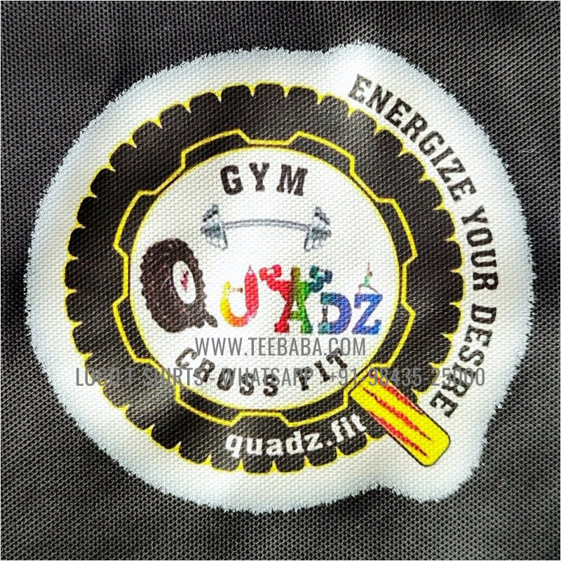 100% Polyester Collar T-Shirt - 170 GSM PP Dry Fit Fabric - Logo Digital Print - Black - Quadz Gym
