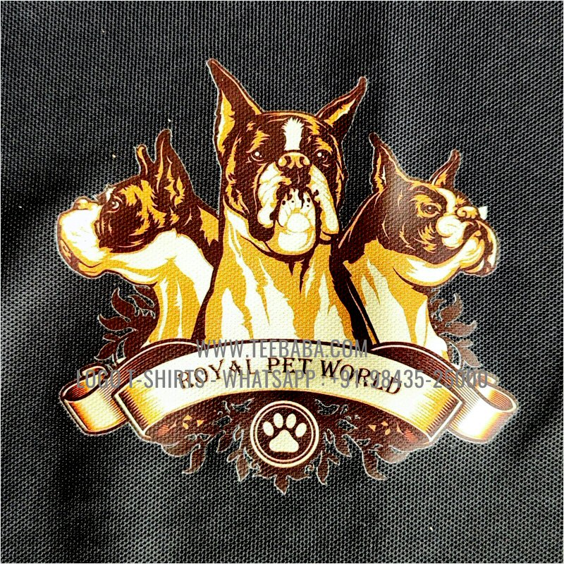 100% Polyester Collar T-Shirt - 170 GSM PP Dry Fit Fabric - Logo Digital Print - Black - Royal Pet World
