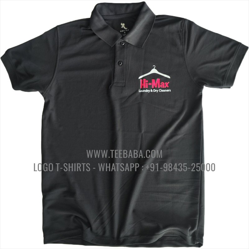 100% Polyester Collar T-Shirt - 170 GSM PP Dry Fit Fabric - Logo Digital Print - Hi Max Laundry Dry Cleaners