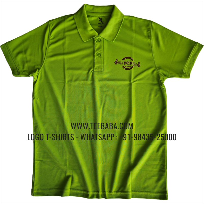 100% Polyester Collar T-Shirt - 170 GSM PP Dry Fit Fabric - Logo Digital Print - Parrot Green - PSR