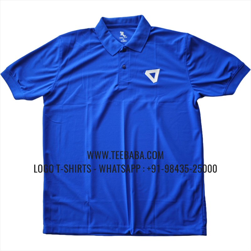 100% Polyester Collar T-Shirt - 170 GSM PP Dry Fit Fabric - Logo Digital Print - Royal Blue