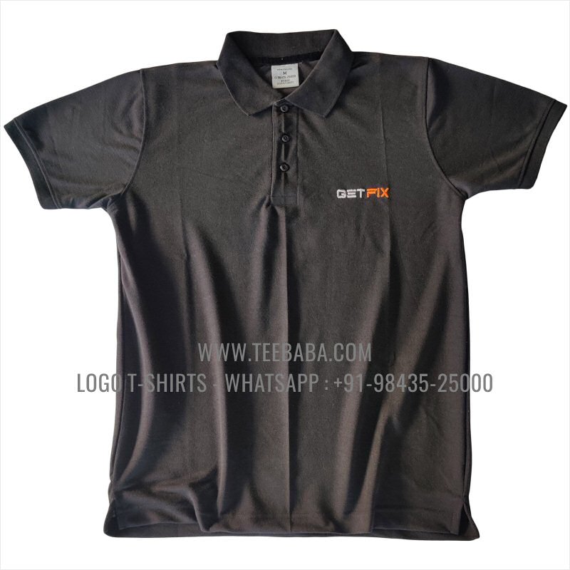 100% Polyester Collar T-Shirt - Lacoste 230 GSM Dry Fit Fabric - Logo Embroidery - Black - Get Fix