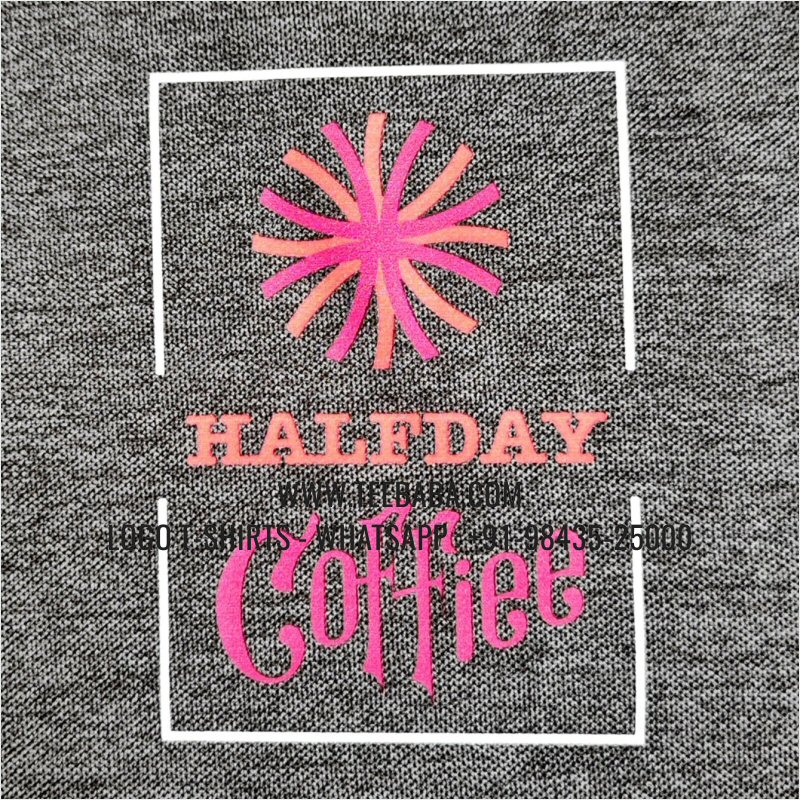 100% Polyester Collar T-Shirt - Mars 200 GSM Quick Dry Fit Fabric - Logo Digital Print - Carbon Grey Melange - Halfday Coffiee
