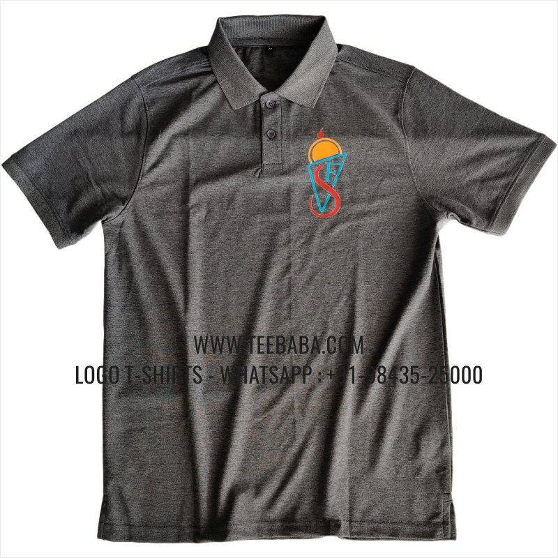 100% Polyester Collar T-Shirt - Mars 200 GSM Quick Dry Fit Fabric - Logo Digital Print - Carbon Grey Melange - Sweet Fusion