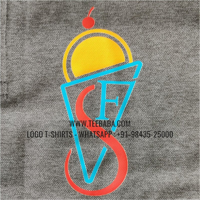 100% Polyester Collar T-Shirt - Mars 200 GSM Quick Dry Fit Fabric - Logo Digital Print - Carbon Grey Melange - Sweet Fusion