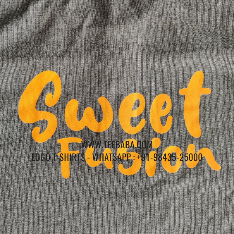 100% Polyester Collar T-Shirt - Mars 200 GSM Quick Dry Fit Fabric - Logo Digital Print - Carbon Grey Melange - Sweet Fusion
