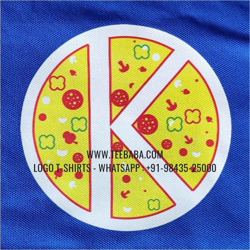 100% Polyester Collar T-Shirt - Mars 200 GSM Quick Dry Fit Fabric - Logo Digital Print - Imperial Blue - Kneads Pizza