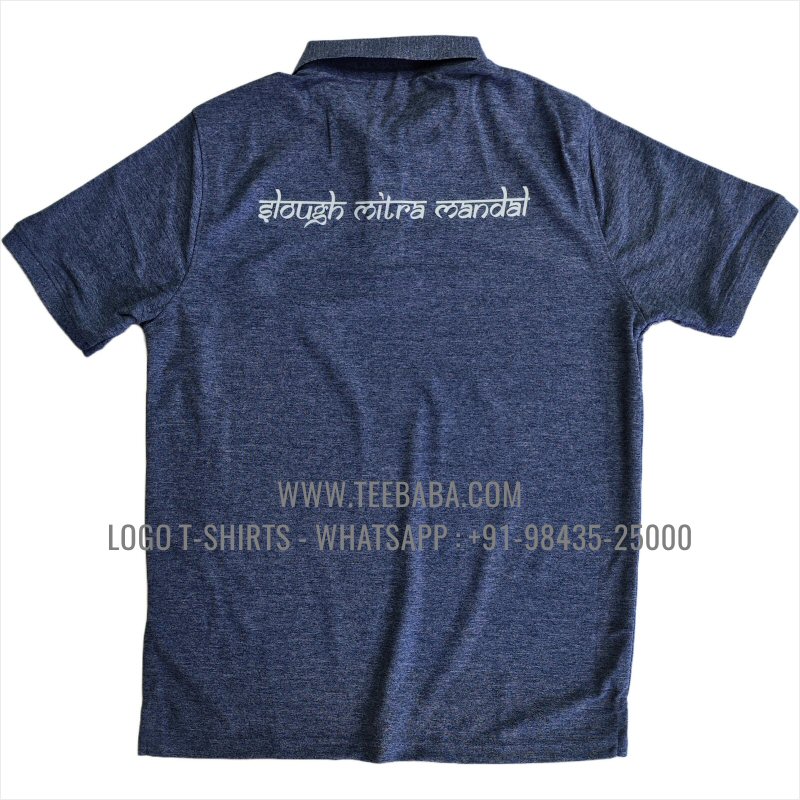 100% Polyester Collar T-Shirt - Mars 200 GSM Quick Dry Fit Fabric - Logo Digital Print - Navy Melange