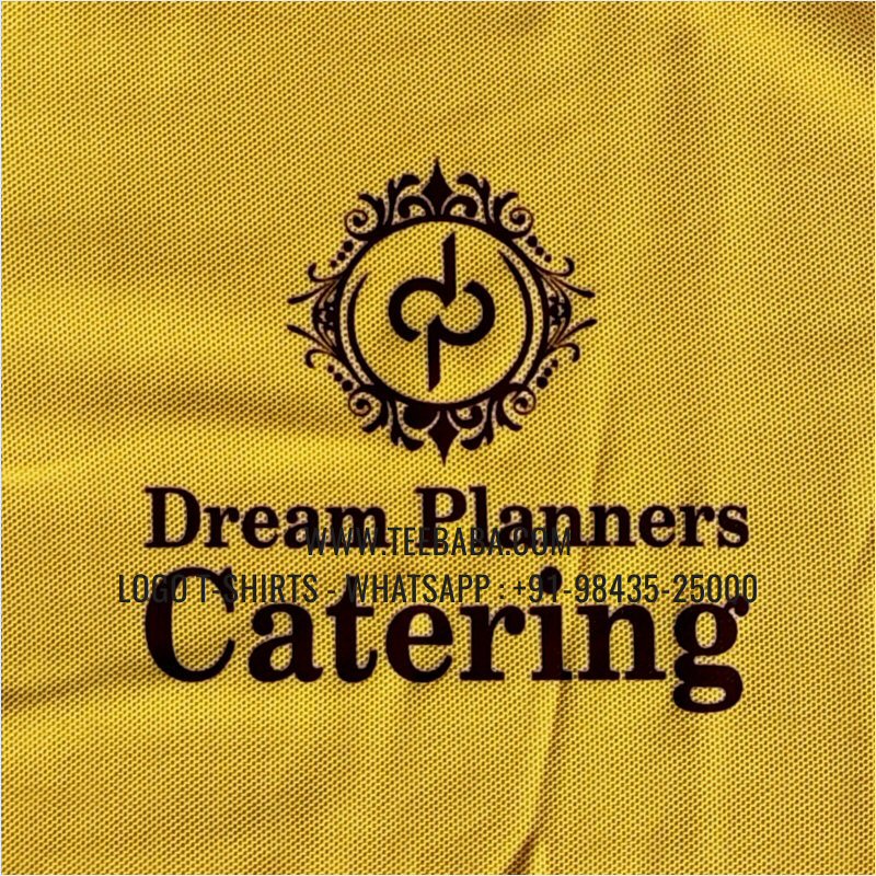 100% Polyester Collar T-Shirt - Mars 200 GSM Quick Dry Fit Fabric - Logo Digital Print - Yellow - Dream Catering
