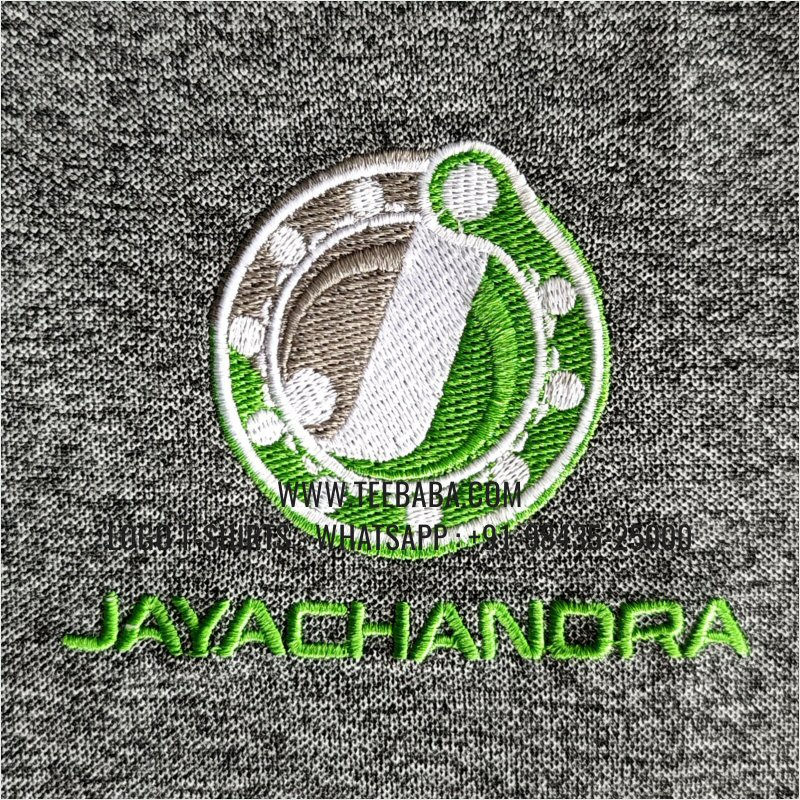 100% Polyester Collar T-Shirt - Mars 200 GSM Quick Dry Fit Fabric - Logo Embroidery - Black Melange - Jayachandra