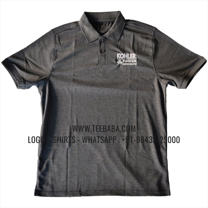 100% Polyester Collar T-Shirt - Mars 200 GSM Quick Dry Fit Fabric - Logo Embroidery - Carbon Grey Melange - Kohler