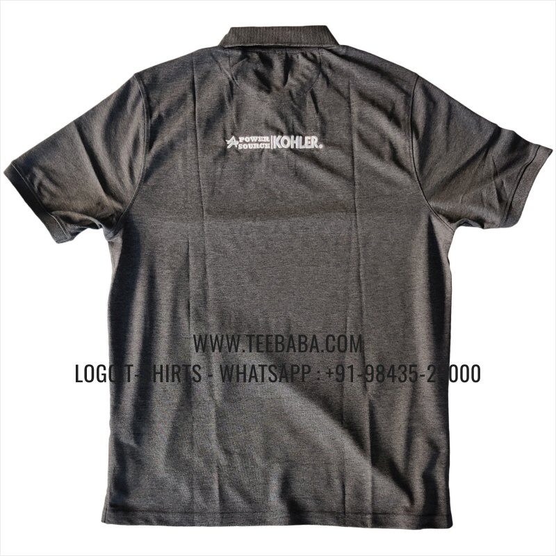 100% Polyester Collar T-Shirt - Mars 200 GSM Quick Dry Fit Fabric - Logo Embroidery - Carbon Grey Melange - Kohler