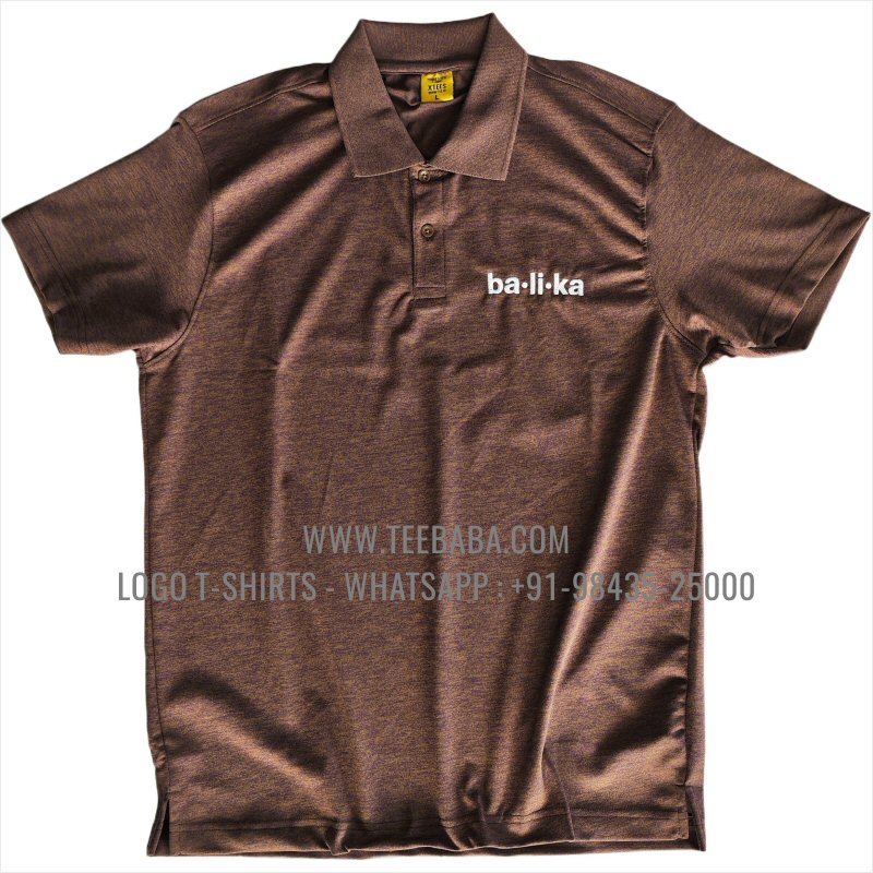 100% Polyester Collar T-Shirt - Mars 200 GSM Quick Dry Fit Fabric - Logo Embroidery - Copper Melange - Balika