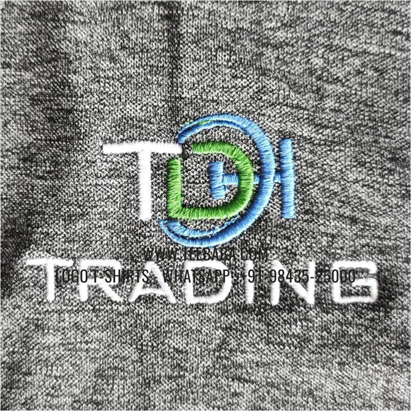 100% Polyester Collar T-Shirt - Mars 200 GSM Quick Dry Fit Fabric - Logo Embroidery Digital Print - Black Melange - TDH Trading