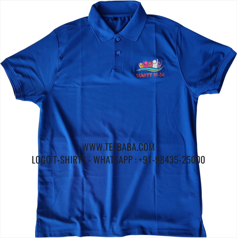 100% Polyester Collar T-Shirt - Mars 200 GSM Quick Dry Fit Fabric - Logo Embroidery - Imperial Blue - SSMITT Alumni