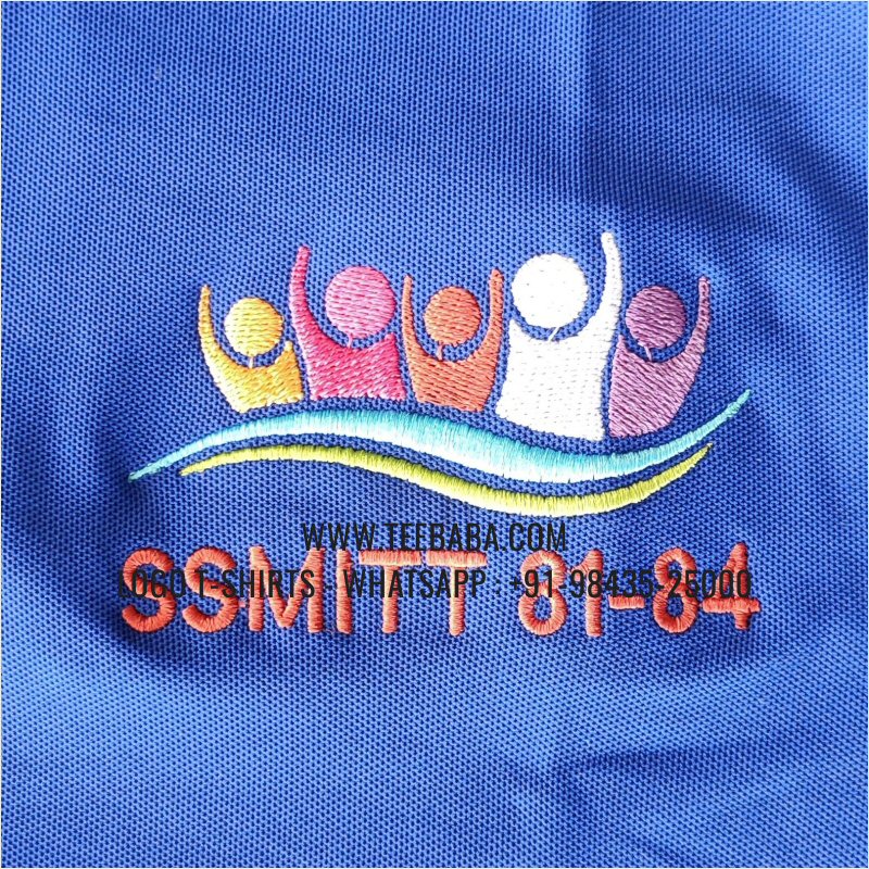 100% Polyester Collar T-Shirt - Mars 200 GSM Quick Dry Fit Fabric - Logo Embroidery - Imperial Blue - SSMITT Alumni