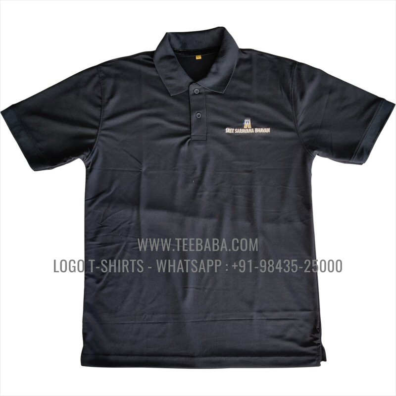 100% Polyester Collar T-Shirt - Mars 200 GSM Quick Dry Fit Fabric - Logo Embroidery - True Navy - Sree Saravana Bhavan