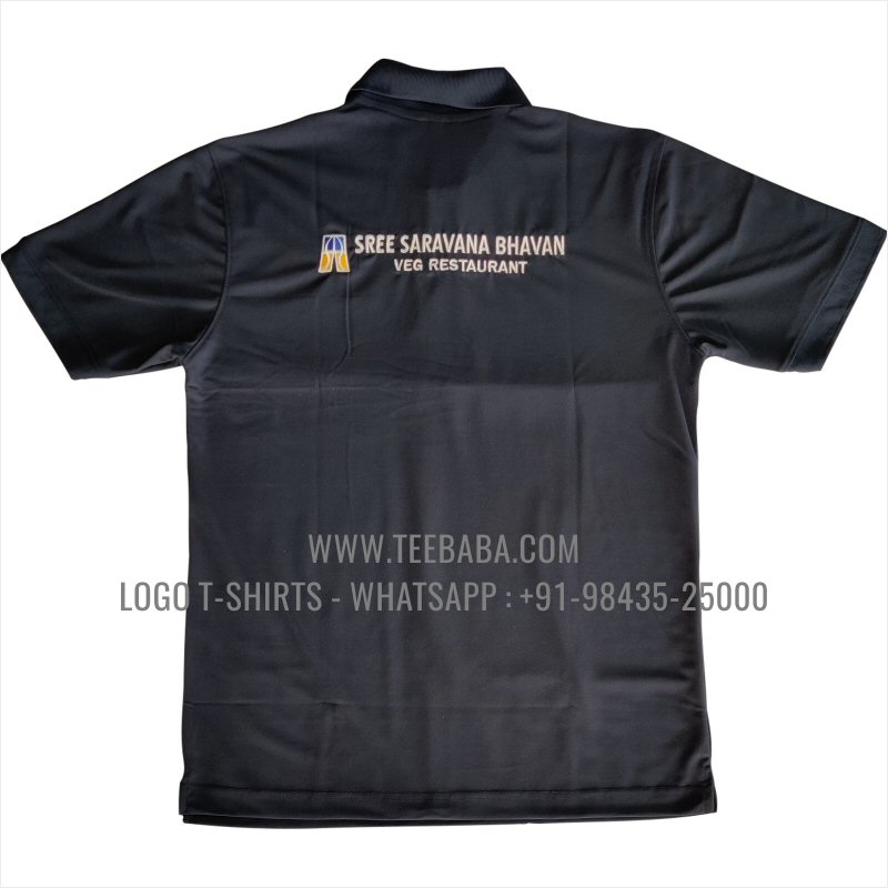 100% Polyester Collar T-Shirt - Mars 200 GSM Quick Dry Fit Fabric - Logo Embroidery - True Navy - Sree Saravana Bhavan