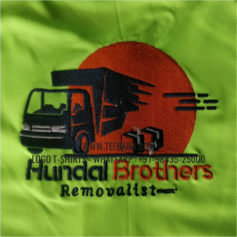 100% Polyester Collar T-Shirt - Pocket - Salina 170 GSM Dry Fit Fabric - Logo Embroidery - Floroscent Green - Navy - Hundal Brothers Australia