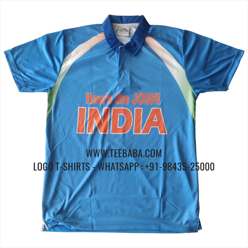 100% Polyester Collar T-Shirt - Salina 170 GSM Dry Fit Fabric - Logo Digital Print - Sky Blue