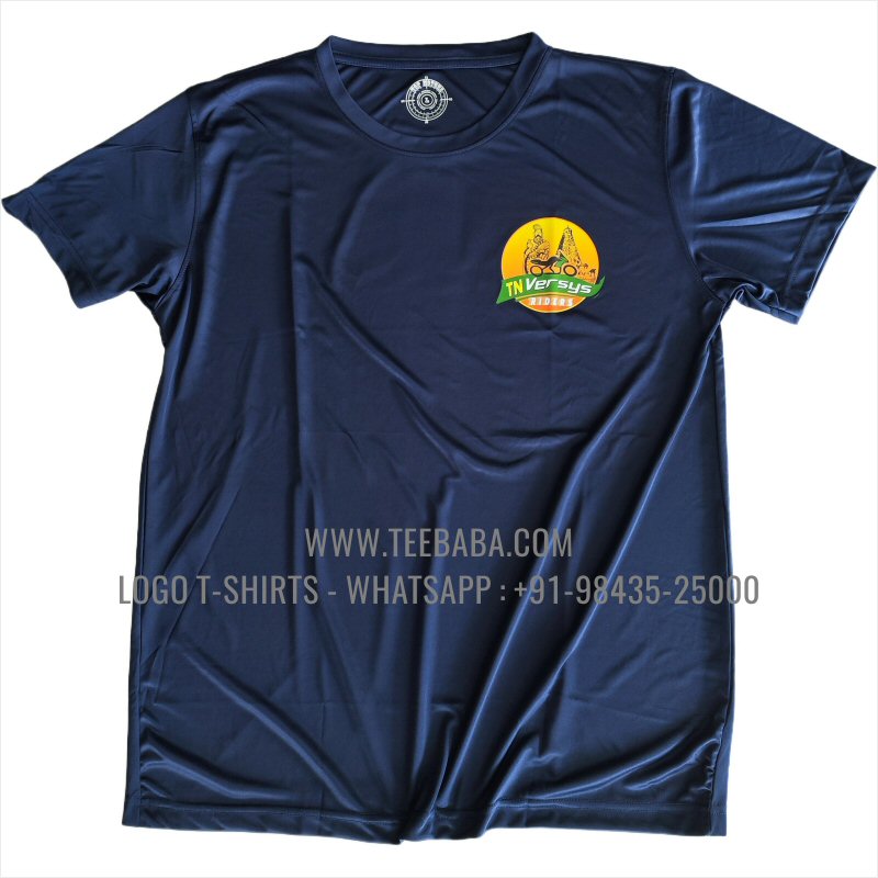 100% Polyester Round Neck T-Shirt - Salina 170 GSM Dry Fit Fabric - Logo Digital Print - Black - TN Versys Riders