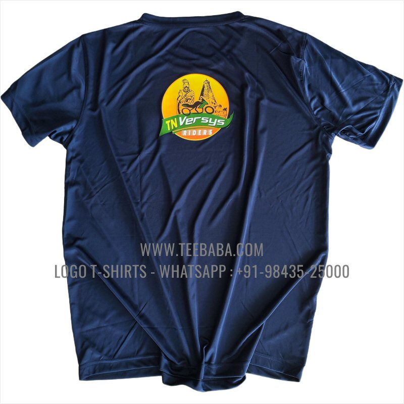 100% Polyester Round Neck T-Shirt - Salina 170 GSM Dry Fit Fabric - Logo Digital Print - Black - TN Versys Riders