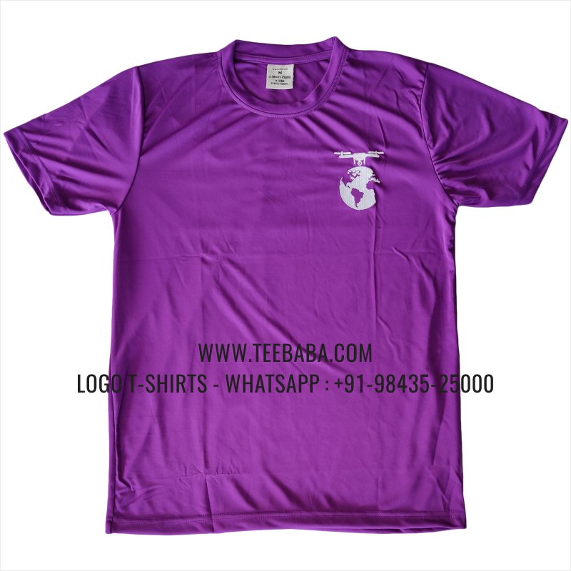 100% Polyester Round Neck T-Shirt - Salina 170 GSM Dry Fit Fabric - Logo Embroidery - Purple - LPC