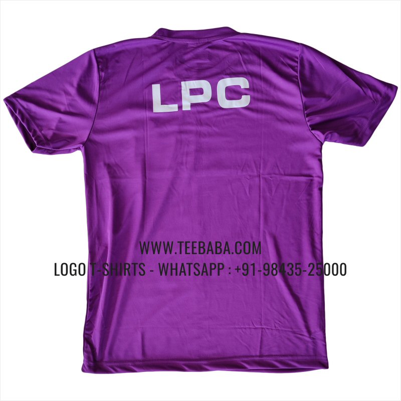 100% Polyester Round Neck T-Shirt - Salina 170 GSM Dry Fit Fabric - Logo Embroidery - Purple - LPC
