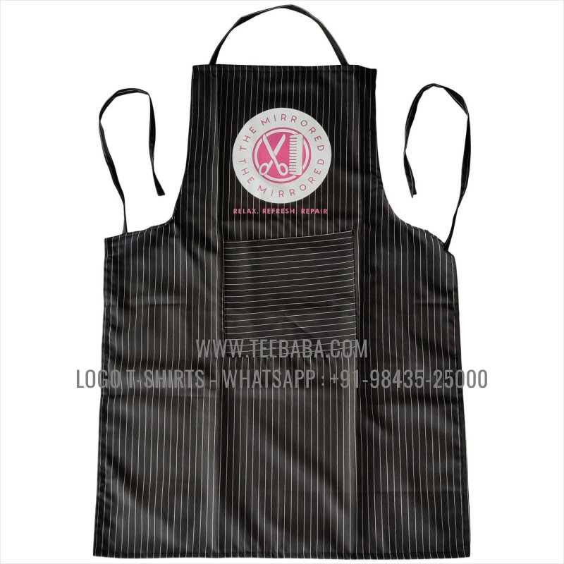 Apron - Logo Digital Print - Black Striped - The Mirrored