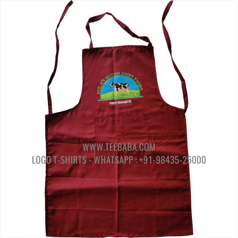 Apron - Logo Digital Print - Maroon - Milky Ocean Dairy Form