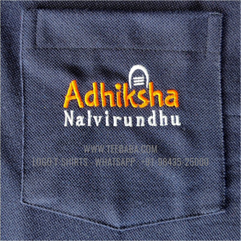 Collar Polo T-Shirt With Pocket - 100% 100% Polyester - Lacoste 230 GSM Dry Fit Fabric - Logo Embroidery - Navy - Adhiksha Nalvirundhu