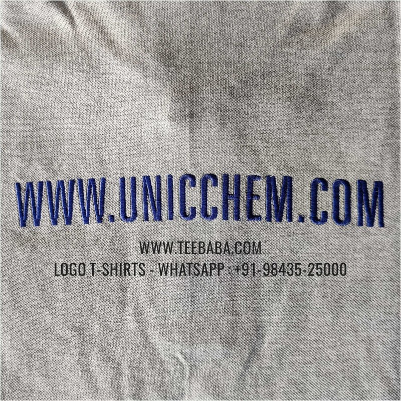Collar Polo T-Shirt With Pocket - 100% Cotton - 240 GSM Thick Pique Airtex Fabric - Logo Digital Print - Grey Melange - Unic Chem Technologies