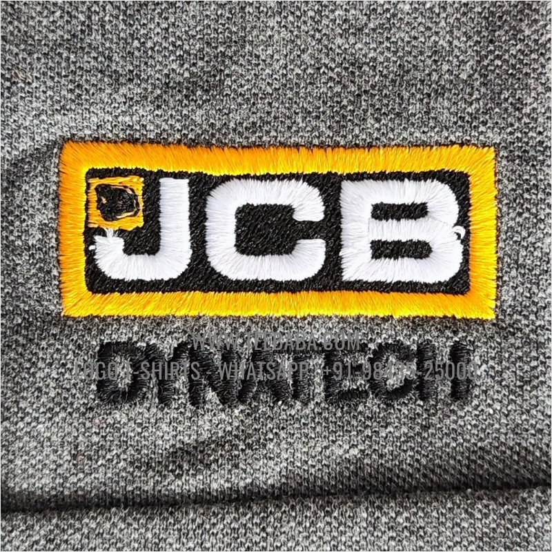 Collar Polo T-Shirt With Pocket - 100% Cotton - 240 GSM Thick Pique Airtex Fabric - Logo Embroidery - Anthracite Melange - JCB Dynatech