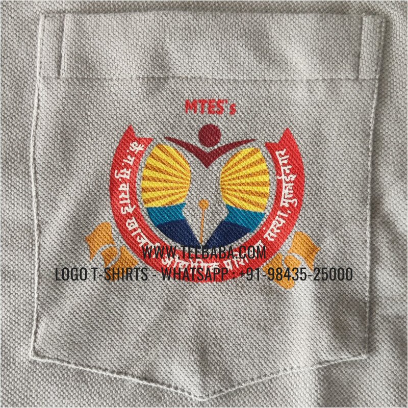 Collar Polo T-Shirt With Pocket - 100% Cotton - 240 GSM Thick Pique Airtex Fabric - Logo Embroidery - Light Grey - MTES Alumni