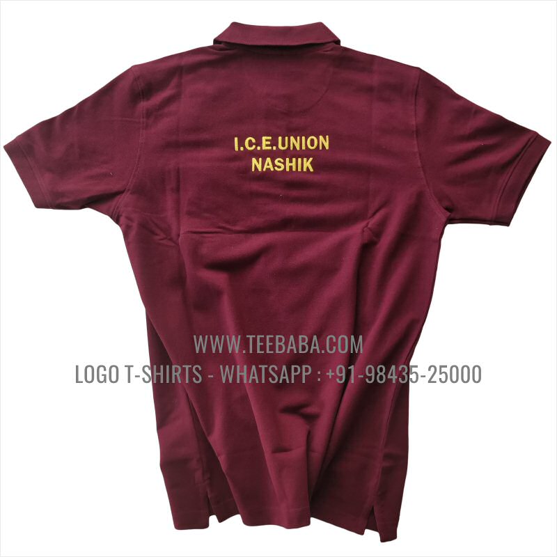Collar Polo T-Shirt With Pocket - 100% Cotton - 240 GSM Thick Pique Airtex Fabric - Logo Embroidery - Maroon - Insurance Union Nasik