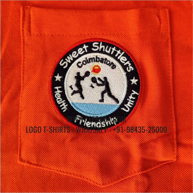 Collar Polo T-Shirt With Pocket - 100% Cotton - 240 GSM Thick Pique Airtex Fabric - Logo Embroidery - Orange - Sweet Shuttlers