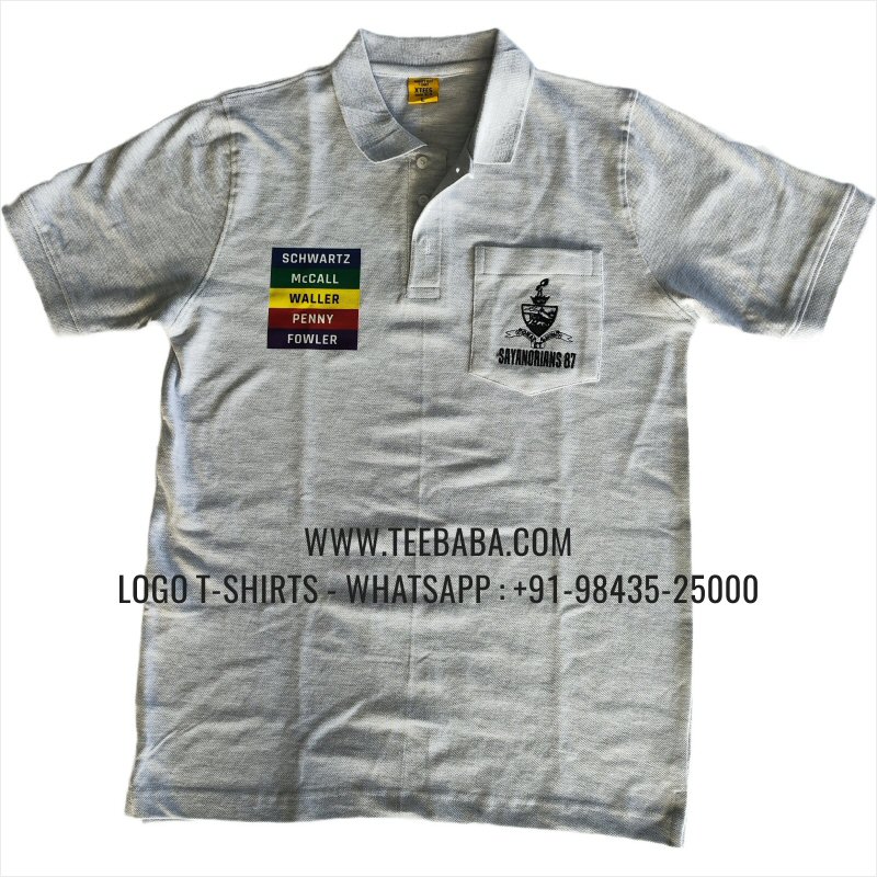 Collar Polo T-Shirt With Pocket - 100% Cotton - 240 GSM Thick Pique Airtex Fabric - Logo Embroidery - White Melange - Sayanorians Alumni