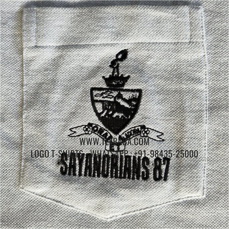 Collar Polo T-Shirt With Pocket - 100% Cotton - 240 GSM Thick Pique Airtex Fabric - Logo Embroidery - White Melange - Sayanorians Alumni