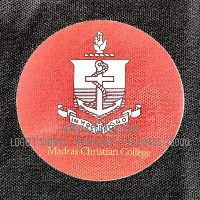 Contrast Collar Polo T-Shirt - 100% Cotton - 240 GSM Thick Pique Airtex Fabric - Logo Digital Print - Black - Madras Christian College