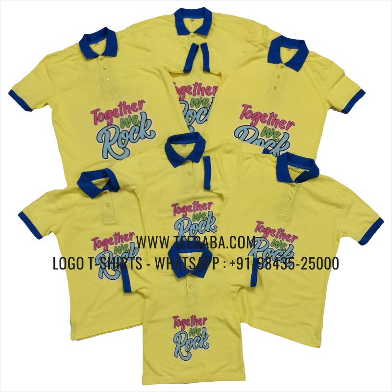 Contrast Collar Polo T-Shirt - 100% Cotton - 240 GSM Thick Pique Airtex Fabric - Logo Digital Print - Lemon Yellow