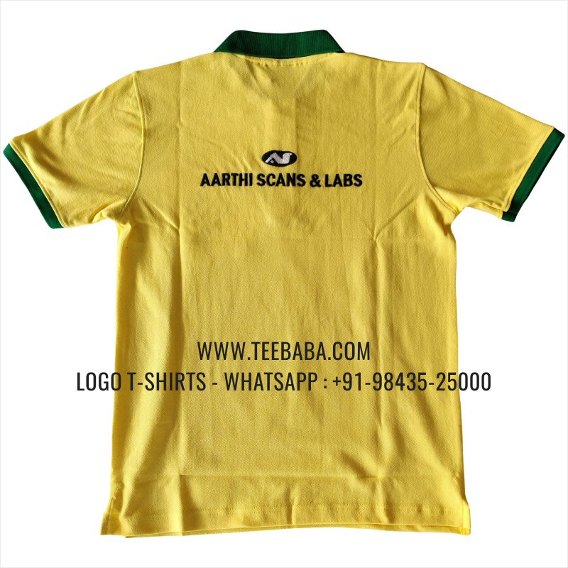 Contrast Collar Polo T-Shirt - 100% Cotton - 240 GSM Thick Pique Airtex Fabric - Logo Embroidery - Aarthi Scans