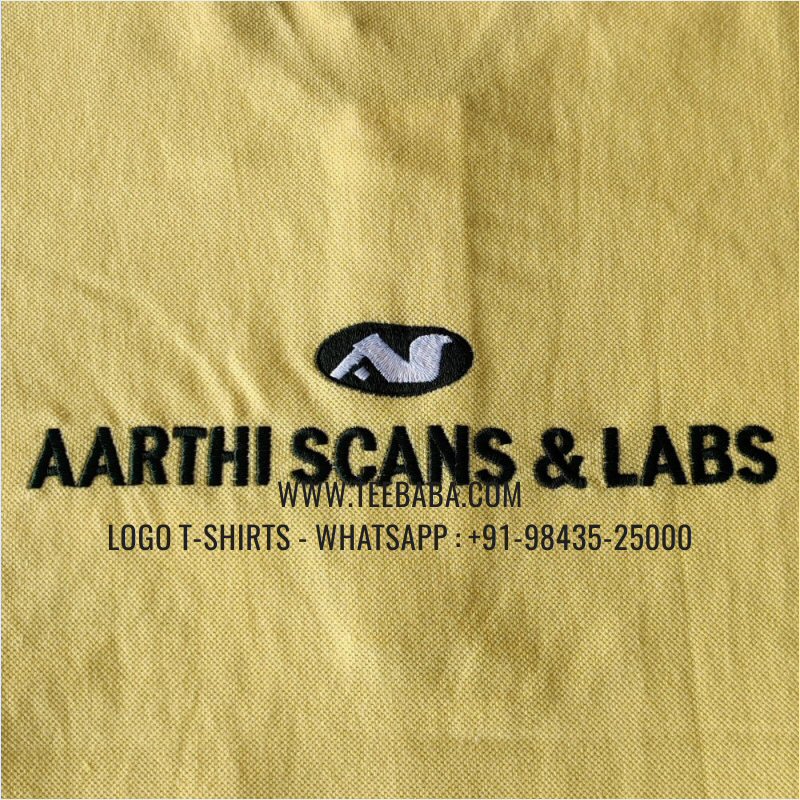 Contrast Collar Polo T-Shirt - 100% Cotton - 240 GSM Thick Pique Airtex Fabric - Logo Embroidery - Aarthi Scans