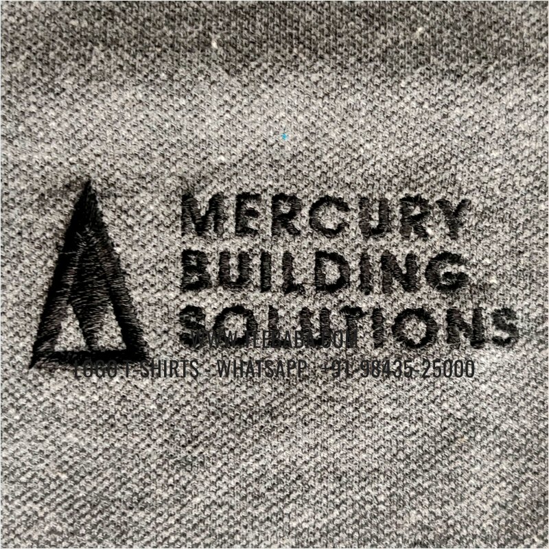 Contrast Collar Polo T-Shirt - 100% Cotton - 240 GSM Thick Pique Airtex Fabric - Logo Embroidery - Anthracite Melange - Mercury Building Solutions