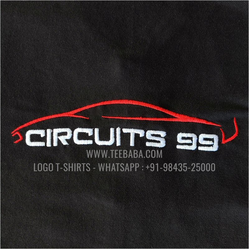 Contrast Collar Polo T-Shirt - 100% Cotton - 240 GSM Thick Pique Airtex Fabric - Logo Embroidery - Black - Circuits 99