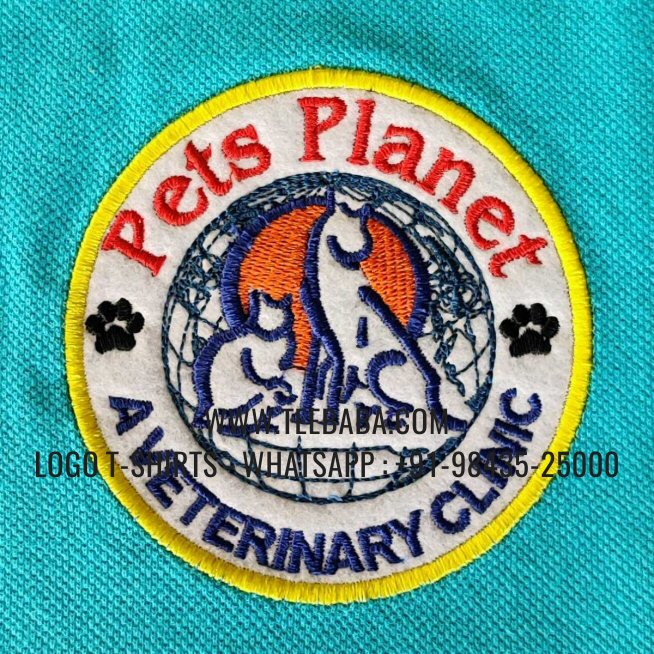 Contrast Collar Polo T-Shirt - 100% Cotton - 240 GSM Thick Pique Airtex Fabric - Logo Embroidery - Digtal Print - Aqua Blue - Pets Planet
