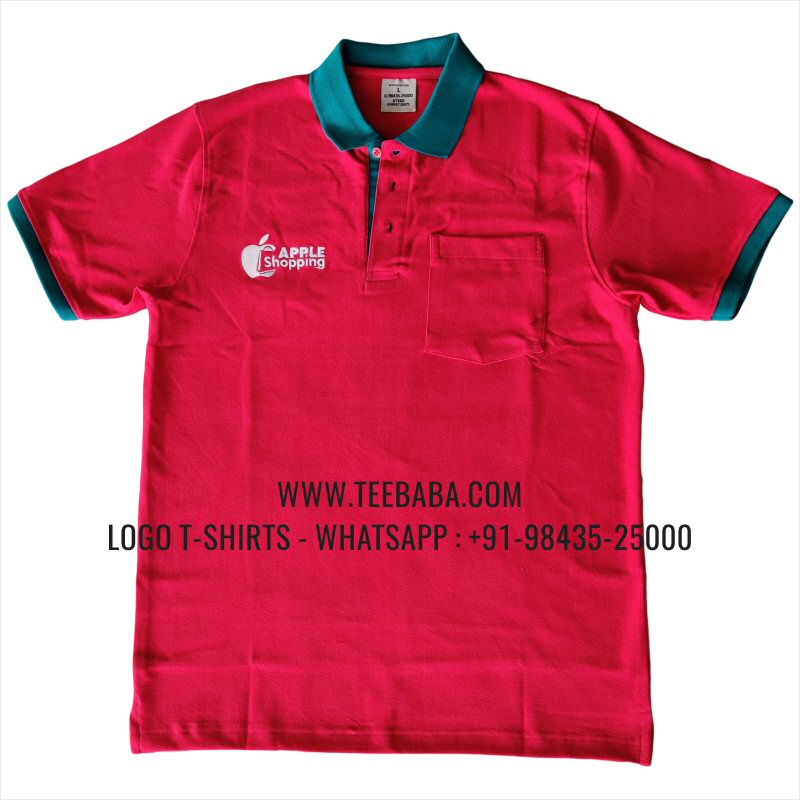 Contrast Collar Polo T-Shirt - 100% Cotton - 240 GSM Thick Pique Airtex Fabric - Logo Embroidery - Fuschia - Apple Shopping