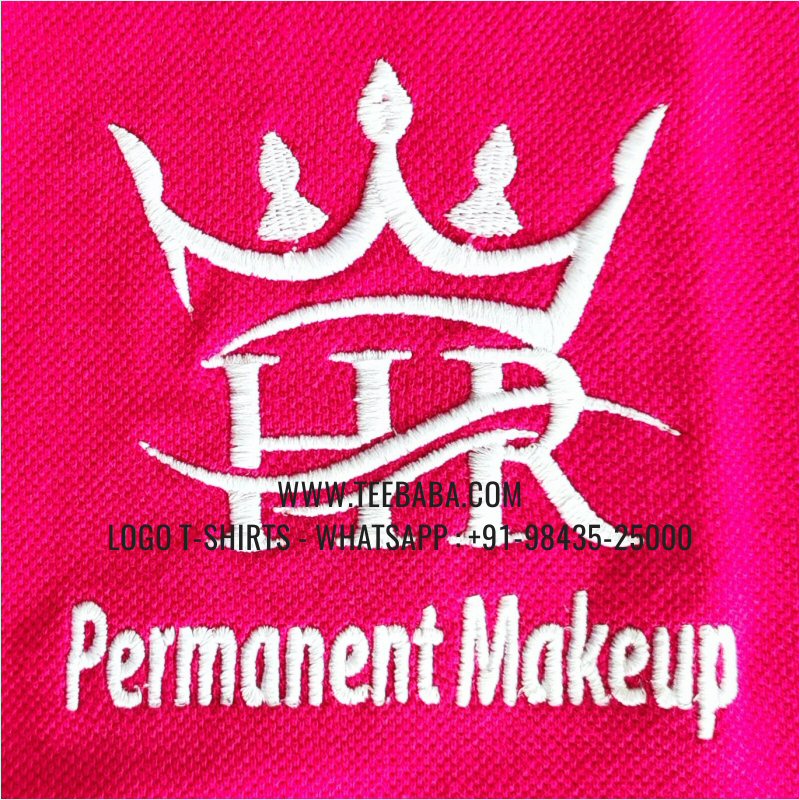 Contrast Collar Polo T-Shirt - 100% Cotton - 240 GSM Thick Pique Airtex Fabric - Logo Embroidery - Fuschia - HR Permanent Make Up