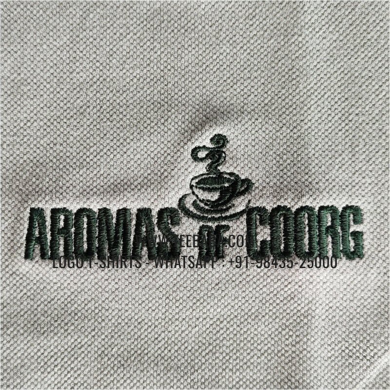 Contrast Collar Polo T-Shirt - 100% Cotton - 240 GSM Thick Pique Airtex Fabric - Logo Embroidery - Light Grey - Aromas Of Coorg