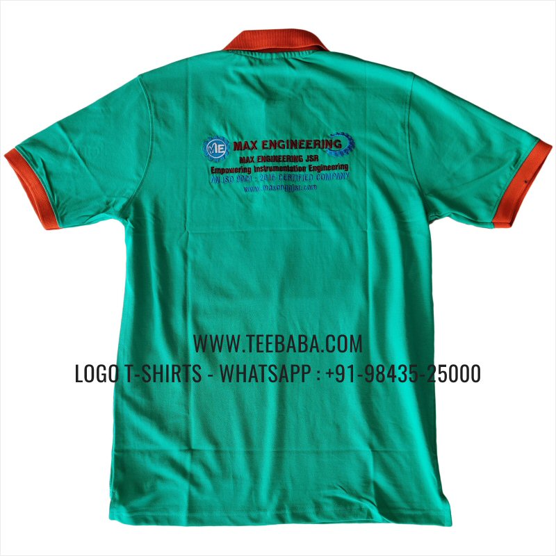 Contrast Collar Polo T-Shirt - 100% Cotton - 240 GSM Thick Pique Airtex Fabric - Logo Embroidery - Mint Green - Max Engineering